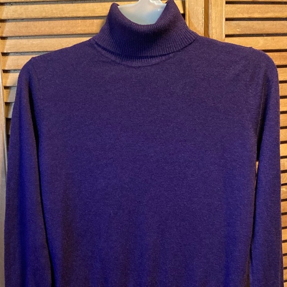 August Silk Eggplant Turtleneck Sweater - Picture 3 of 8